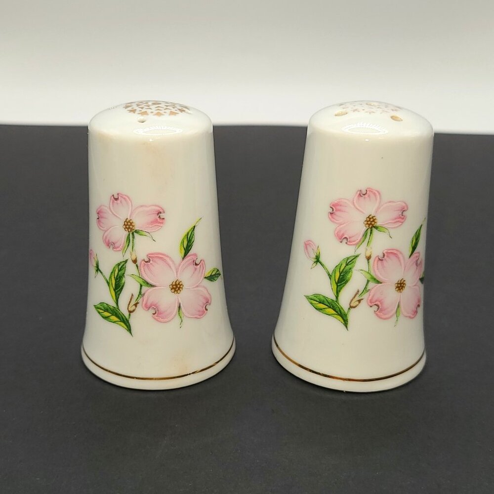 Vintage LEFTON Pink Flowers Salt and Pepper Shakers